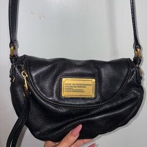 Marc Jacobs Black Crossbody Bag with Gold Accents